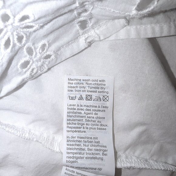 J. Crew | High Neck Long Sleeve White Eyelet Blouse | Size Medium - Picture 11 of 16